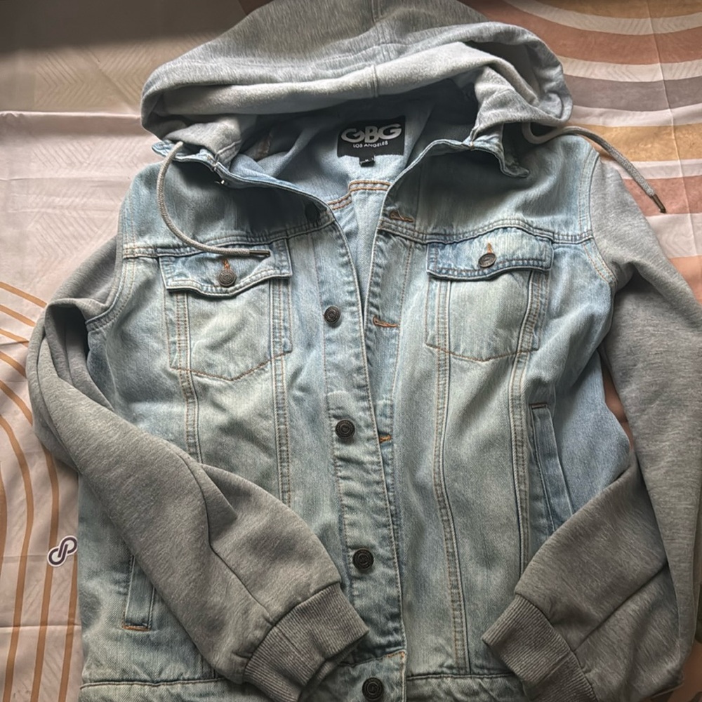 20. GBG Los Angeles Light Denim Hooded Jacket